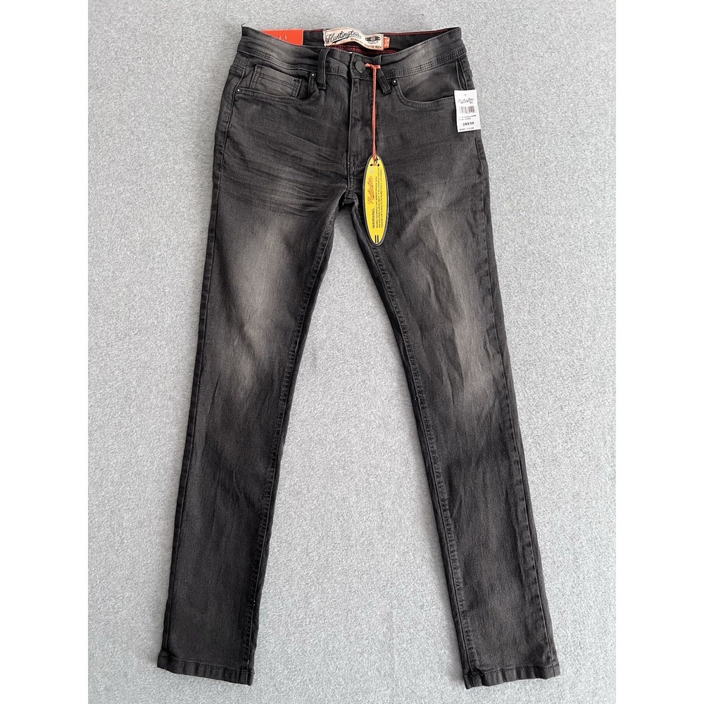 Huntington BC Jeans Mens 28x30 Skinny‎ Fit Stretch Denim Storm Black Surf Team